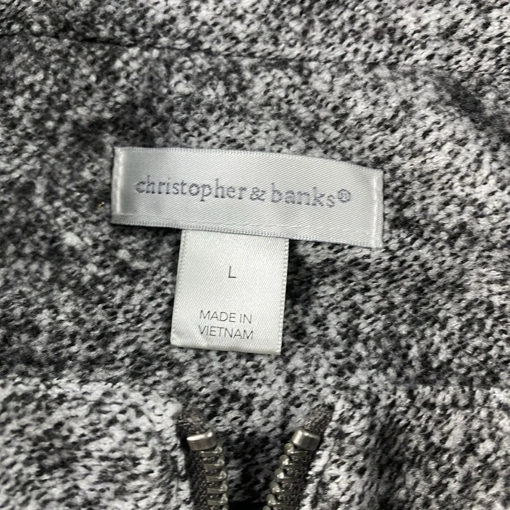 Christopher & Banks Full Zip Knit Sweater Womens Large‎ Gray Heather Jacket